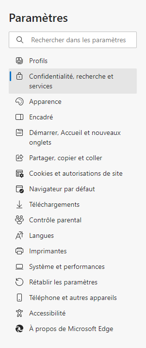 COnfidentialité edge