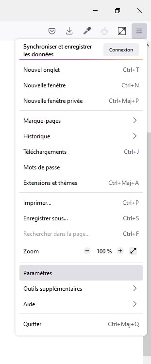 Menu propriétés FF